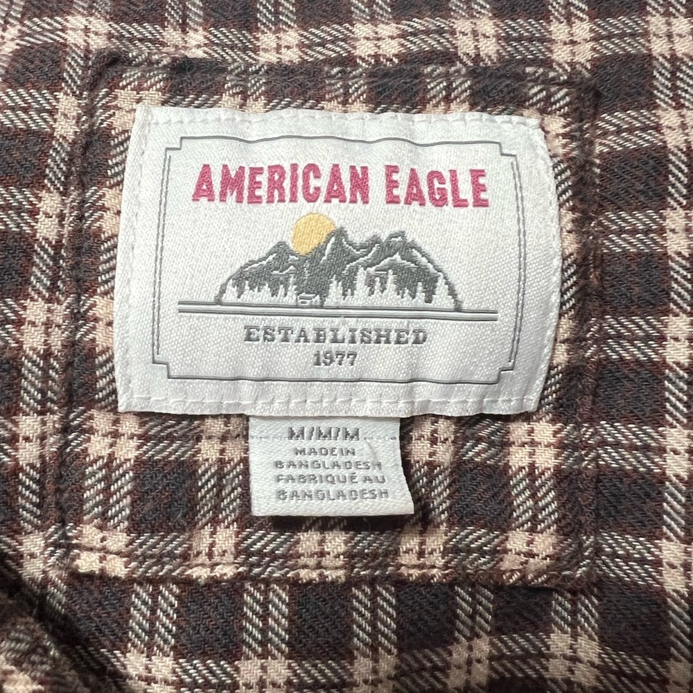 American Eagle Cropped Patchwork Mixed Plaid Flan… - image 6